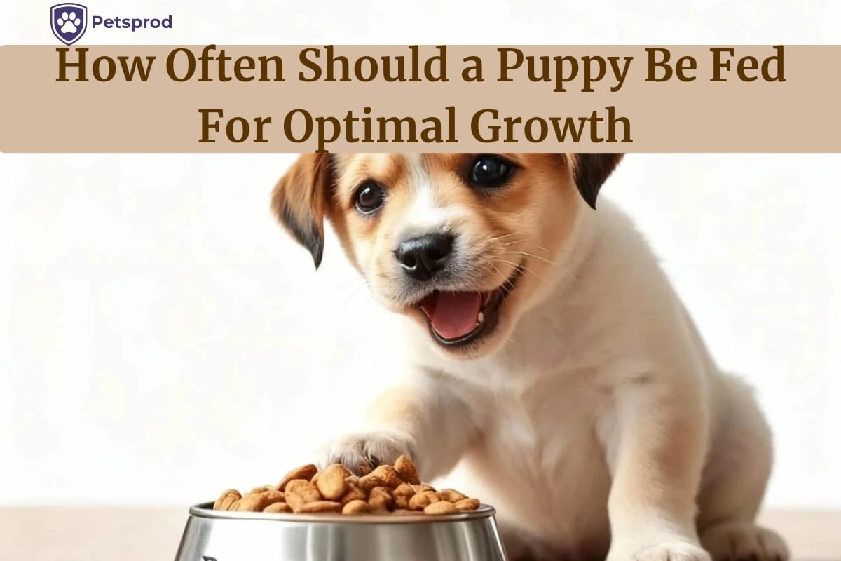 Puppy eating food from bowl -how often should a puppy be feed for optimal growth